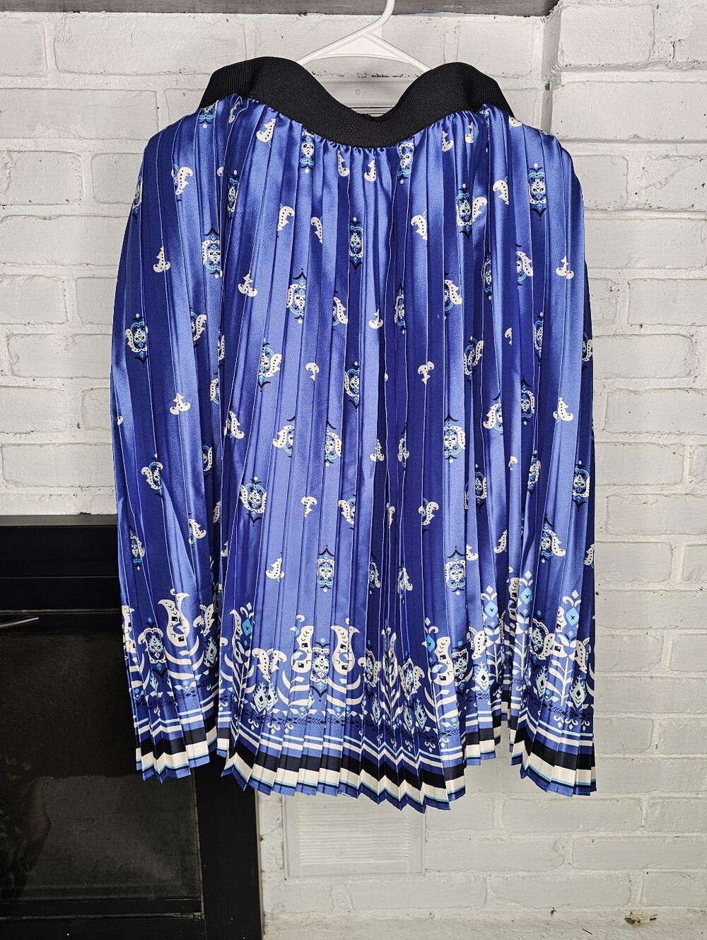 Lane Bryant Blue Pleated Patterned Skirt